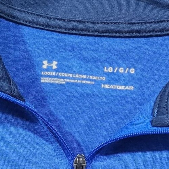 Under Armour Polo Shirt Mens Large Blue HeatGear Loose Long Sleeve - Picture 2 of 15